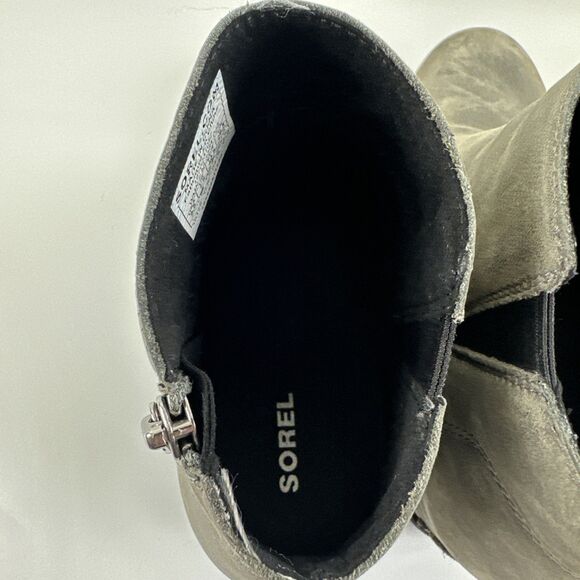 Sorel Joan of Arctic Wedge II Leather Gray Zip Waterproof NL3364-052 Womens 9.5 - Picture 6 of 13